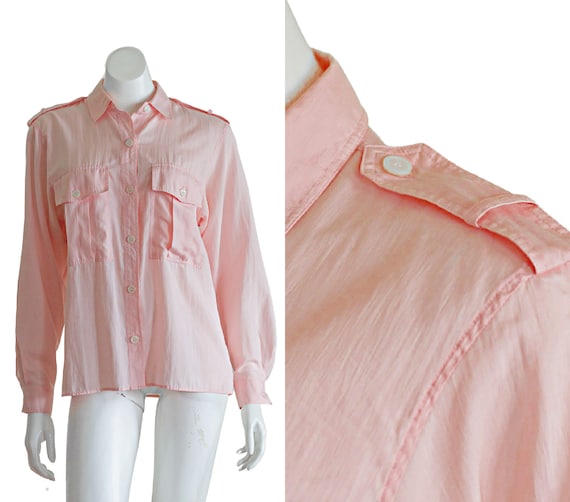 1990s pink silk blouse - image 1