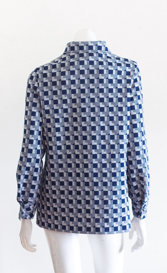 1970s blue and gray blouse - image 4