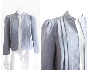 1970s Gray Blazer with Pleated Front