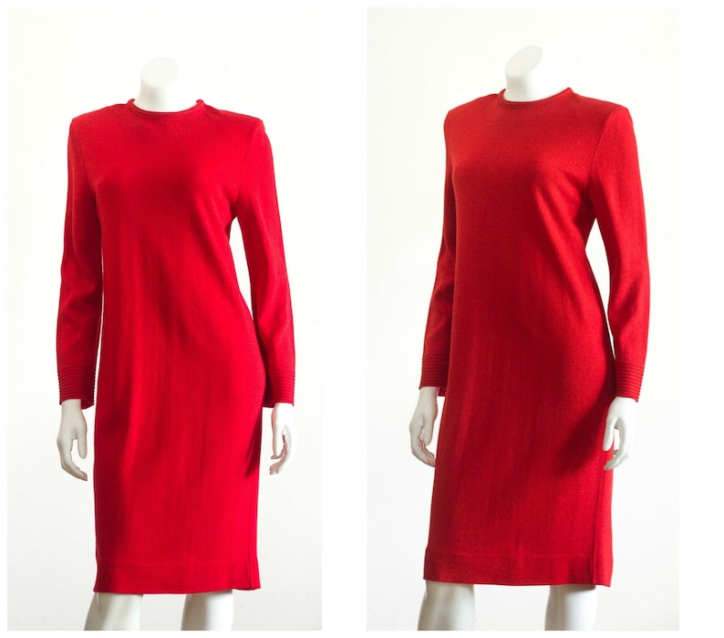 1980s coralred sweater dress