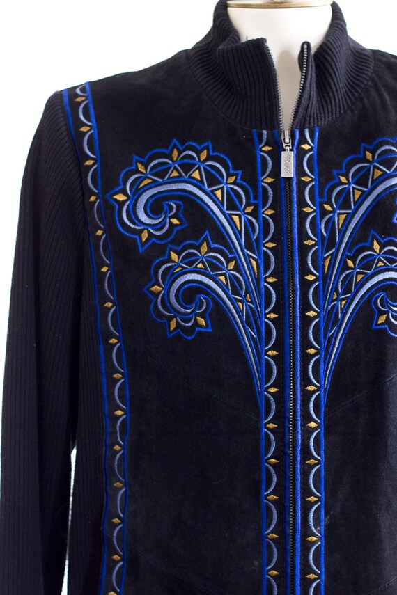 Bob Mackie black suede embroidered jacket - image 9