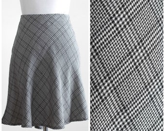 1990s black and white check skirt