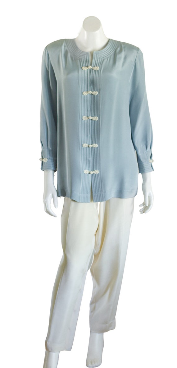 1990s blue and white pants set - image 10