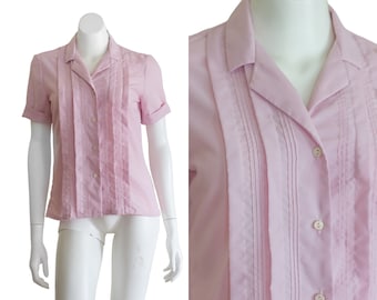 Vintage 1980s Pink Blouse with Short Sleeves