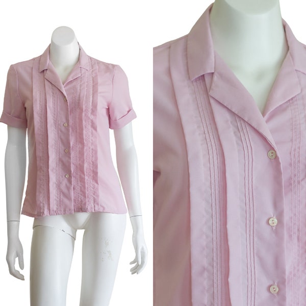 Vintage 1980s Pink Blouse with Short Sleeves