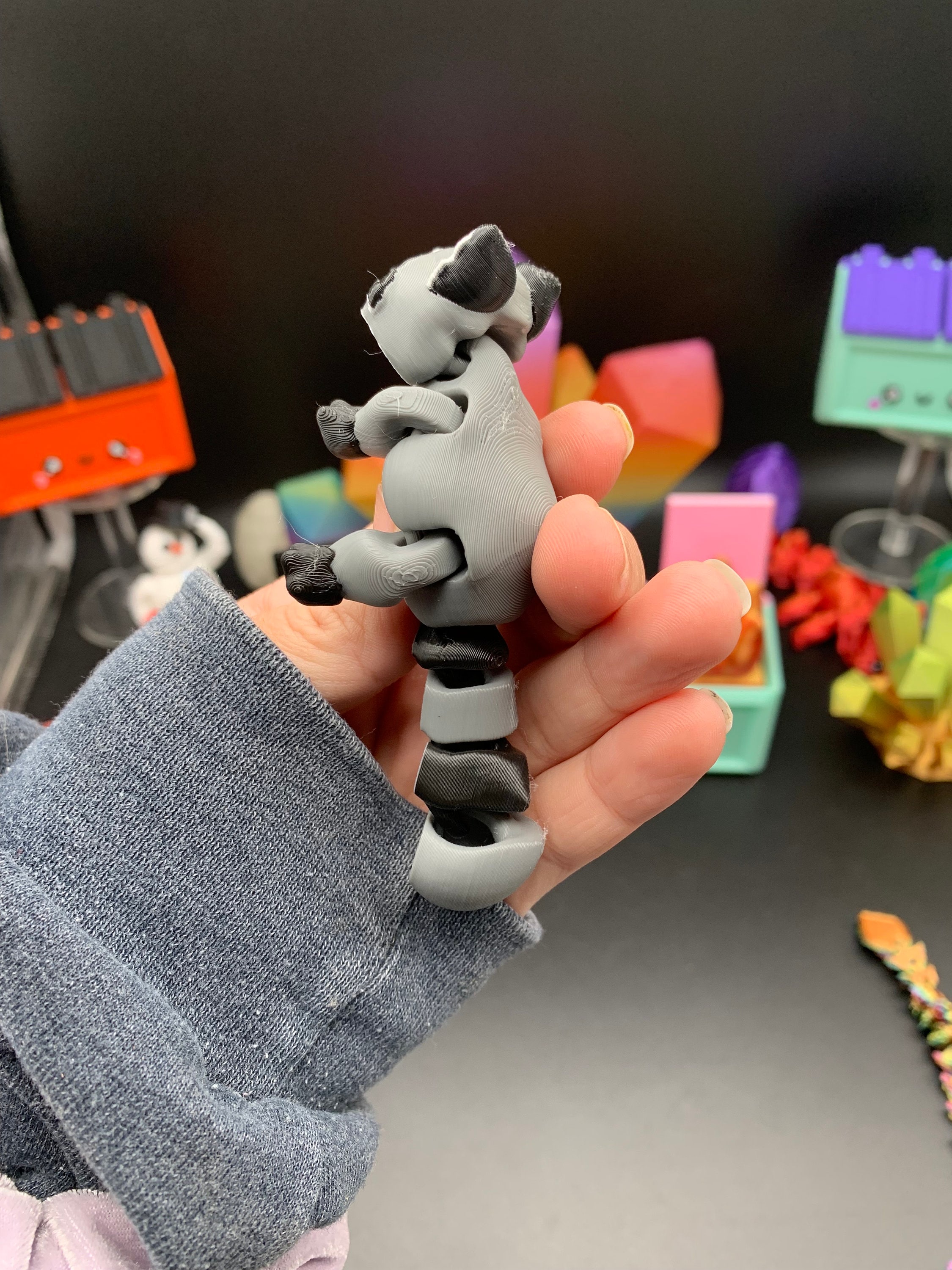 3D Printed Articulating Flexible Trash Panda With Dumpster Fire - Etsy