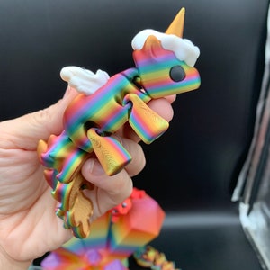 3D Printed Articulating Flexible Rainbow Unicorn Sensory Gadget Fidget Desk Toy