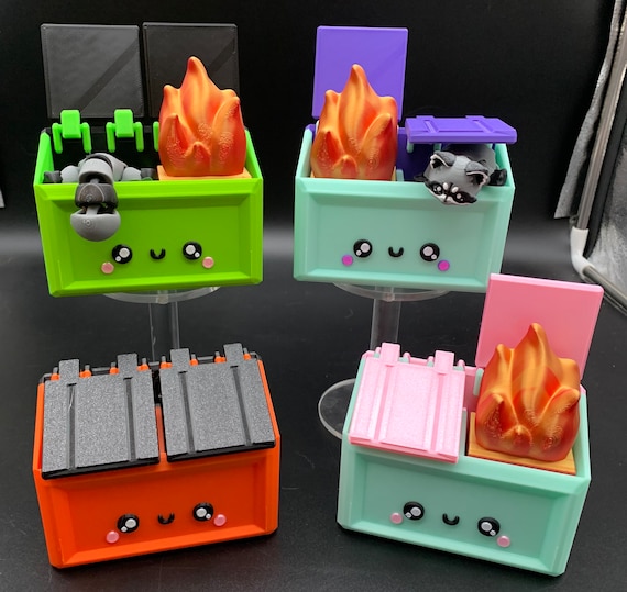3D Printed Articulating Flexible Trash Panda with Dumpster Fire