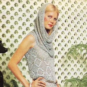 70s Evening Hooded Crochet Dress Instant PDF Download Crochet Pattern