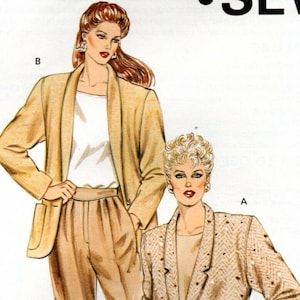 May include: Kwik Sew sewing pattern 1453 showing illustrations of women's blazers and a skirt. The pattern includes sizes 14-16-18-20. The cover art features a tan blazer and trousers ensemble and a patterned blazer.