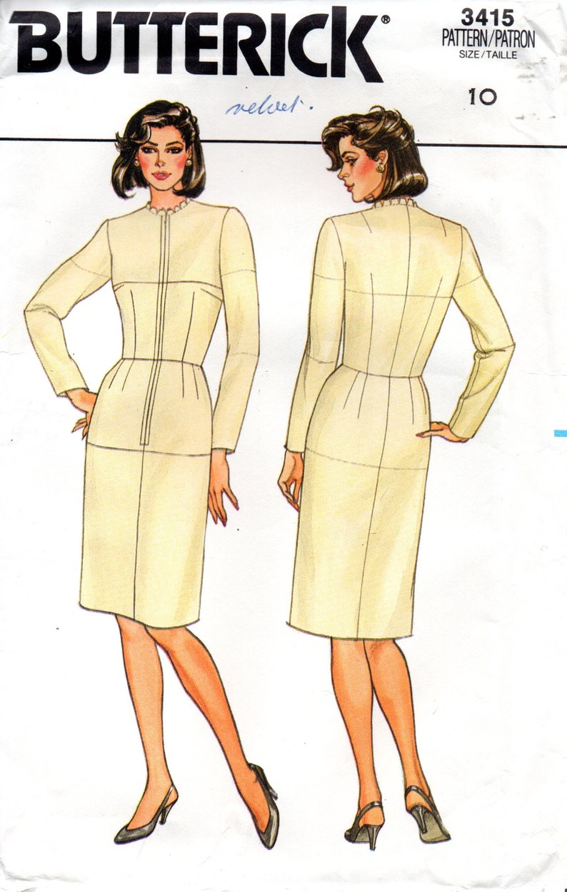 1980s Butterick Sewing Pattern 3415 Fitting Shell Dress Size - Etsy