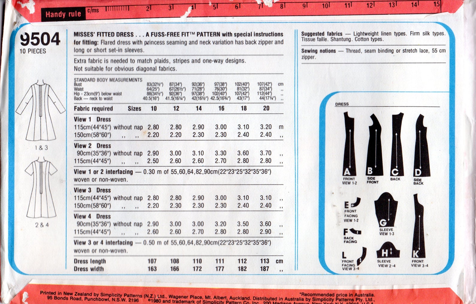 80s Simplicity Sewing Pattern 9504 Fuss-free Fit Misses' | Etsy Australia