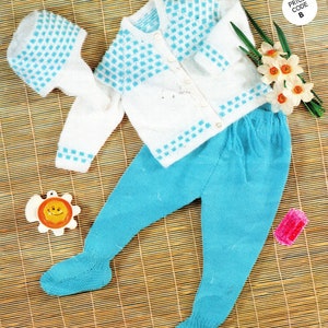 Vintage Infant Babies Cardigan Legginettes and Cap Knitting Pattern PDF Digital Copy