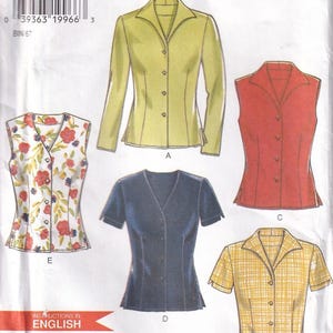 New Look Sewing Pattern 6598 Misses Tops Sleeve and Collar Variations Size 8-18