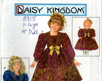 Girl/'s Dress Doll Dress Simplicity 9966 Sewing Pattern Daisy Kingdom Size 2-4