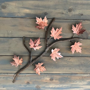 Metal Maple Leaf Branch Wall Art – Copper Patina Home Decor