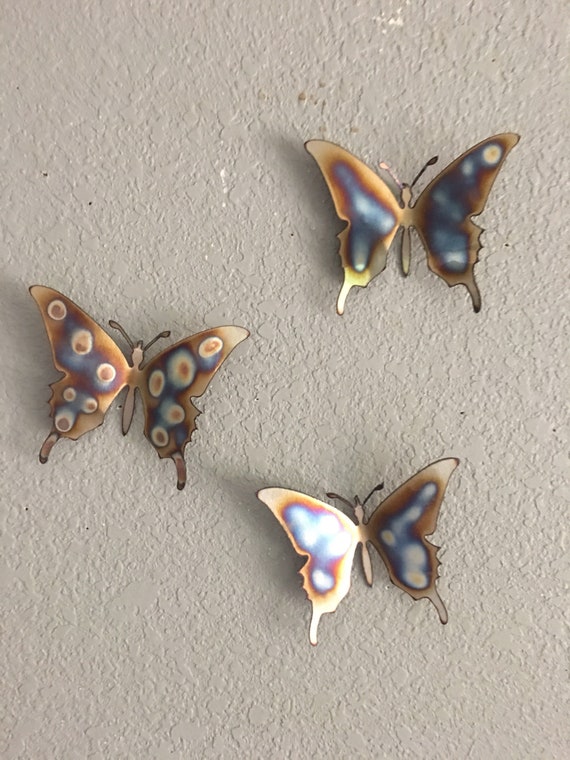 Set of 3 Butterflies Metal Wall Art Metal Butterflies Etsy