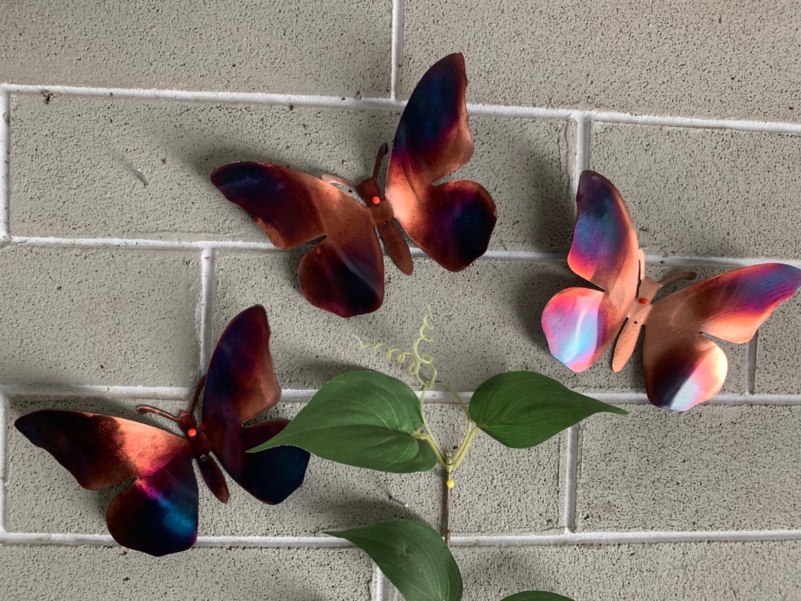 Metal Wall Butterfliesset of 3butterfly Wall Art Metal Etsy