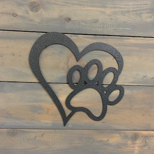 Metal wall heart and paw, pet lovers hanging decorations, I love my pets