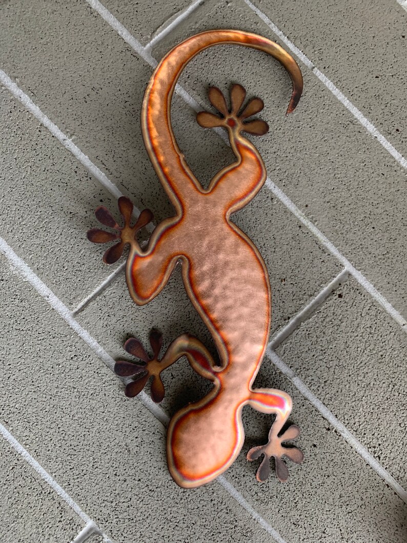 Copper Gecko Wall Art Lizard Metal Lizard Metal Art Etsy