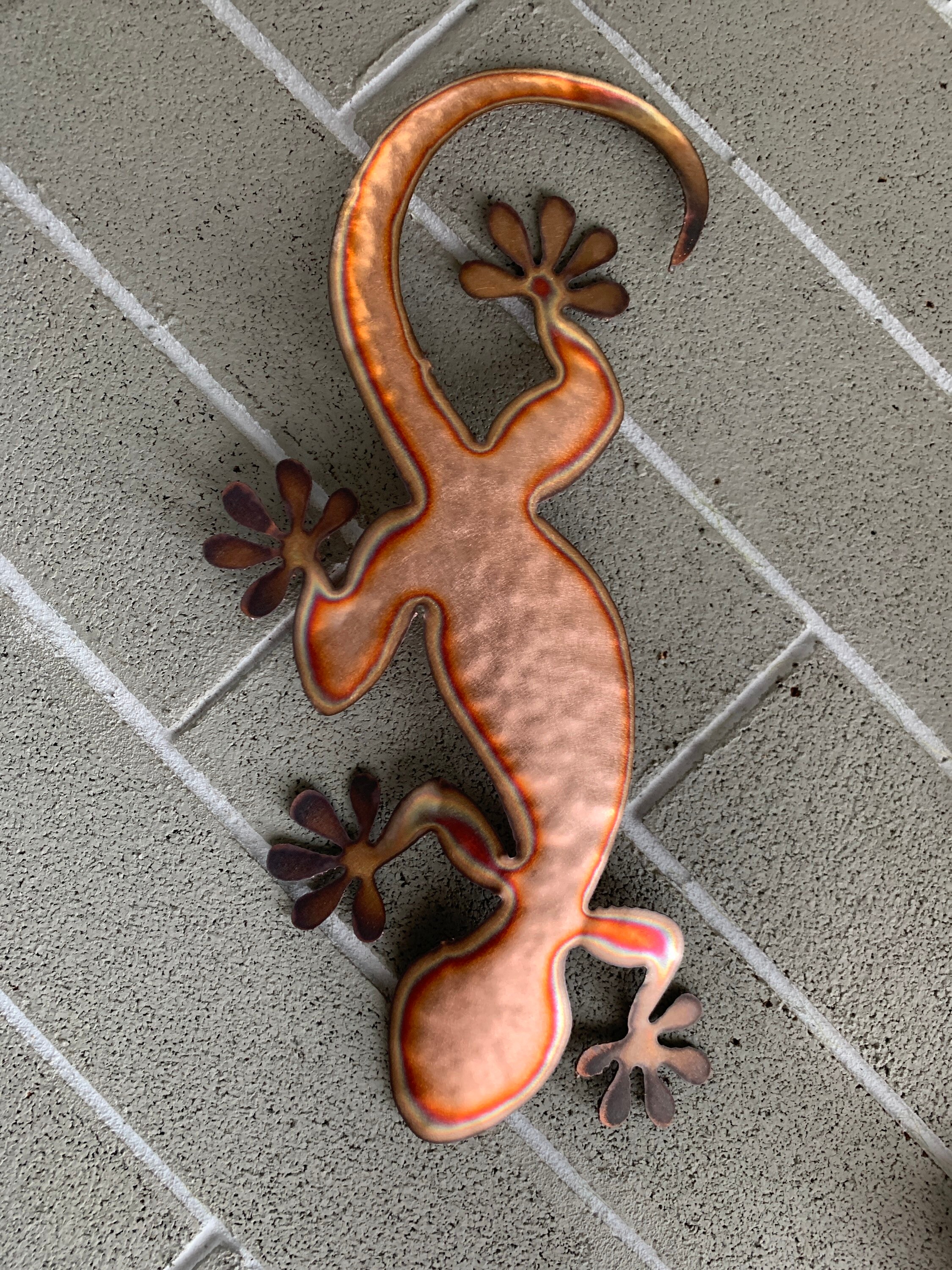 Copper Gecko Wall Art Lizard Metal Lizard Metal Art Etsy