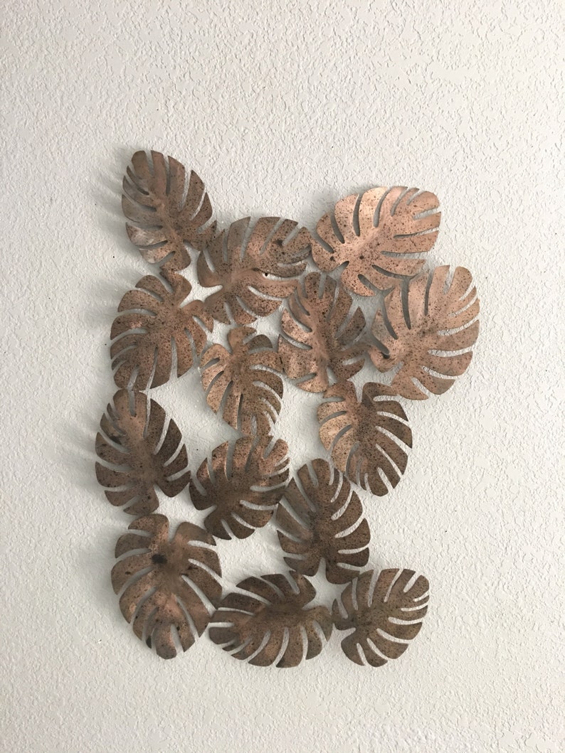 Metal Monstera leaf group leaves wall art metal wall Etsy