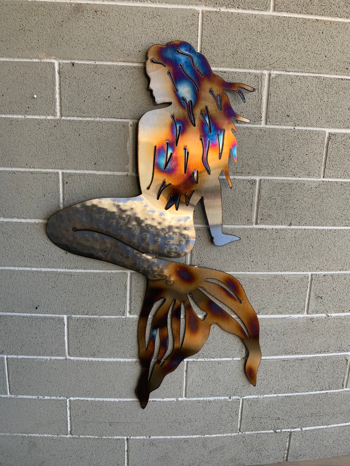 Mermaid Stainless steel Mermaid Home Decor Metal Art | Etsy