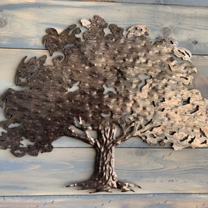 Metal Oak Tree Wall Hanging  -  Metal Tree Art  - Hanging Tree Wall Art