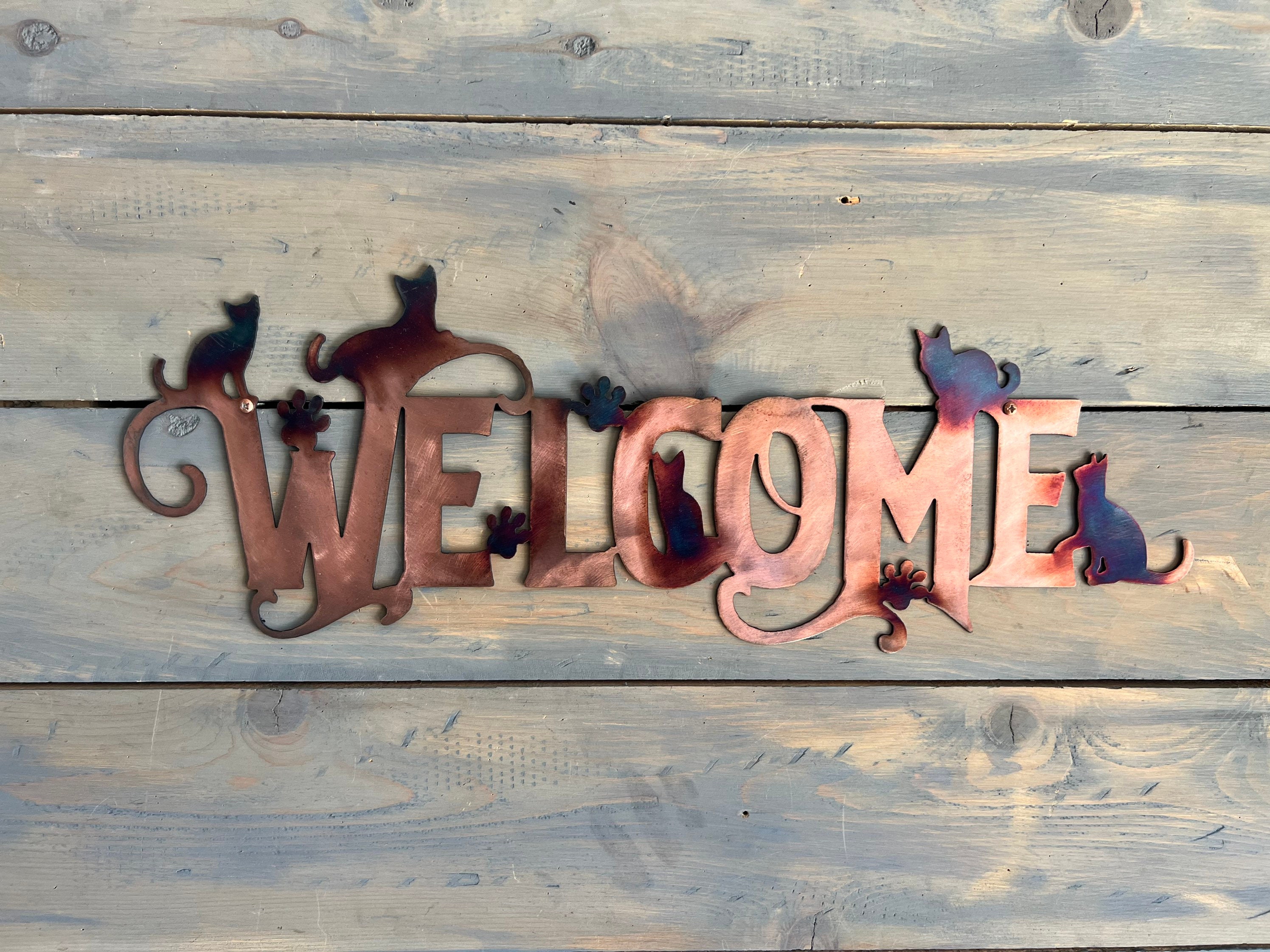 Cat Sign Metal Wall Art Home Decoration Cat Lover Etsy