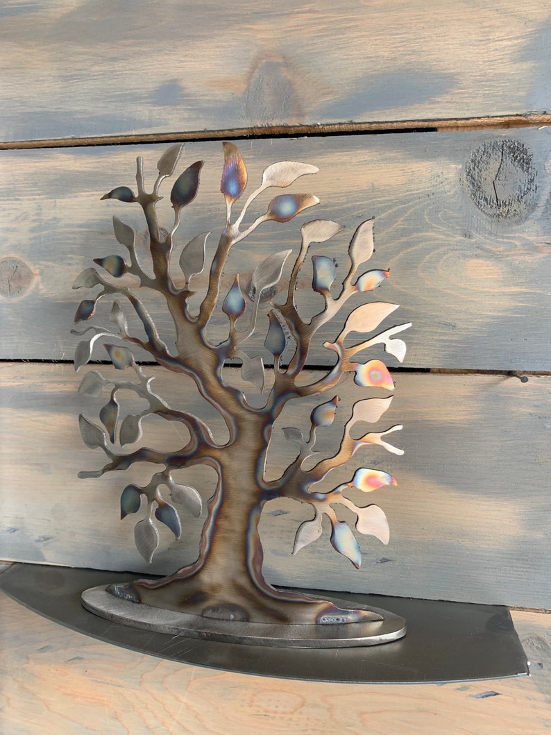 Sanded Steel Tree Metal Art Tree Sculpture Room Decor Etsy