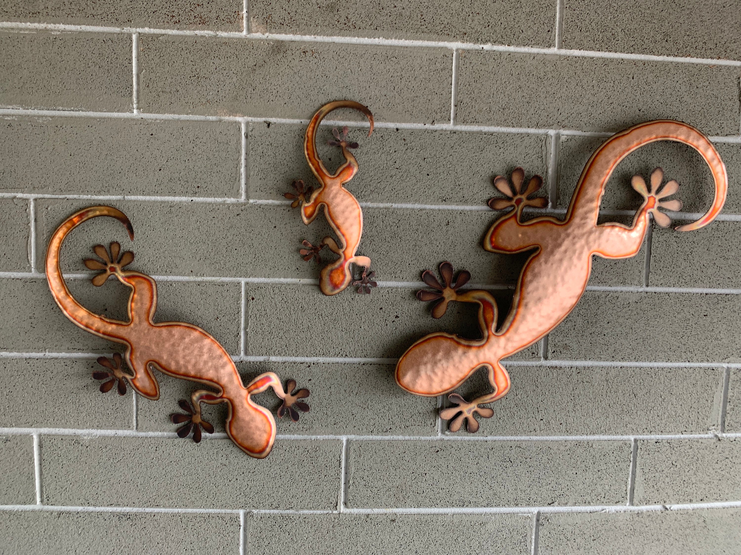 Copper Gecko Wall Art Lizard Metal Lizard Metal Art Etsy