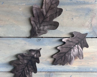 Metal Oak leaf,Set of three,Realistic Oak leaf,wall accents, Metal Wall Art, home decoration ideas, decorative wall leaf, brown leaves