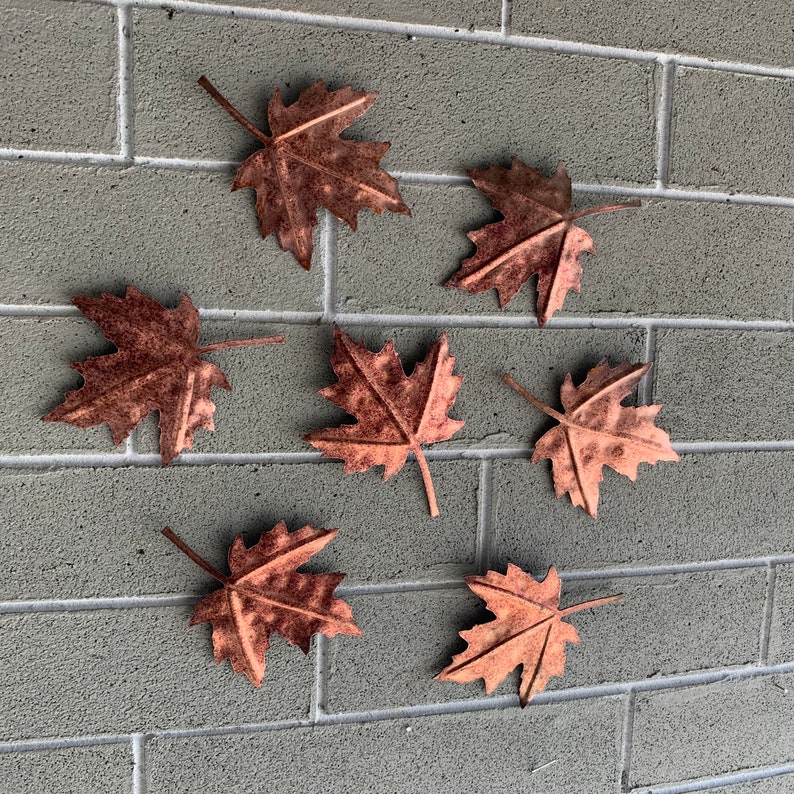 Patina copper Maple leaf Wall Art Metal Leaves Home Etsy