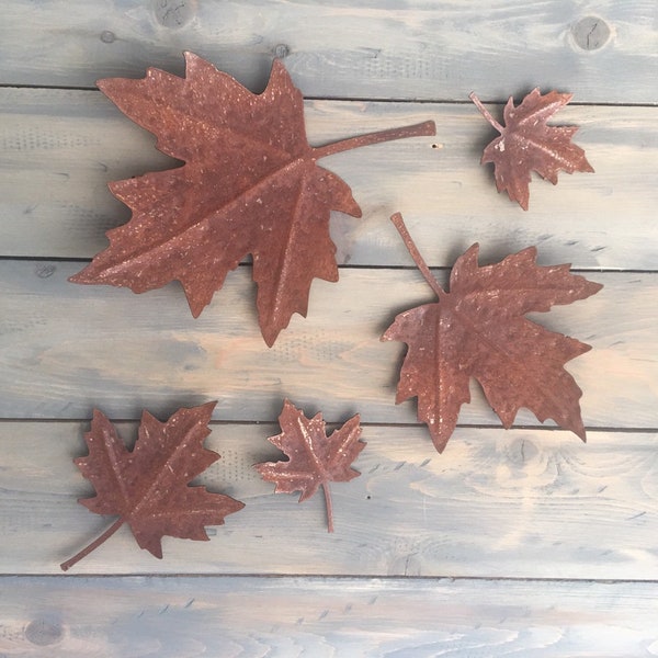 Maple leaf Rustic,Wall Art Hanging Metal Leaves, Home Decor, Wall Accents , Metal Wall Art , Brown Maple Leaf
