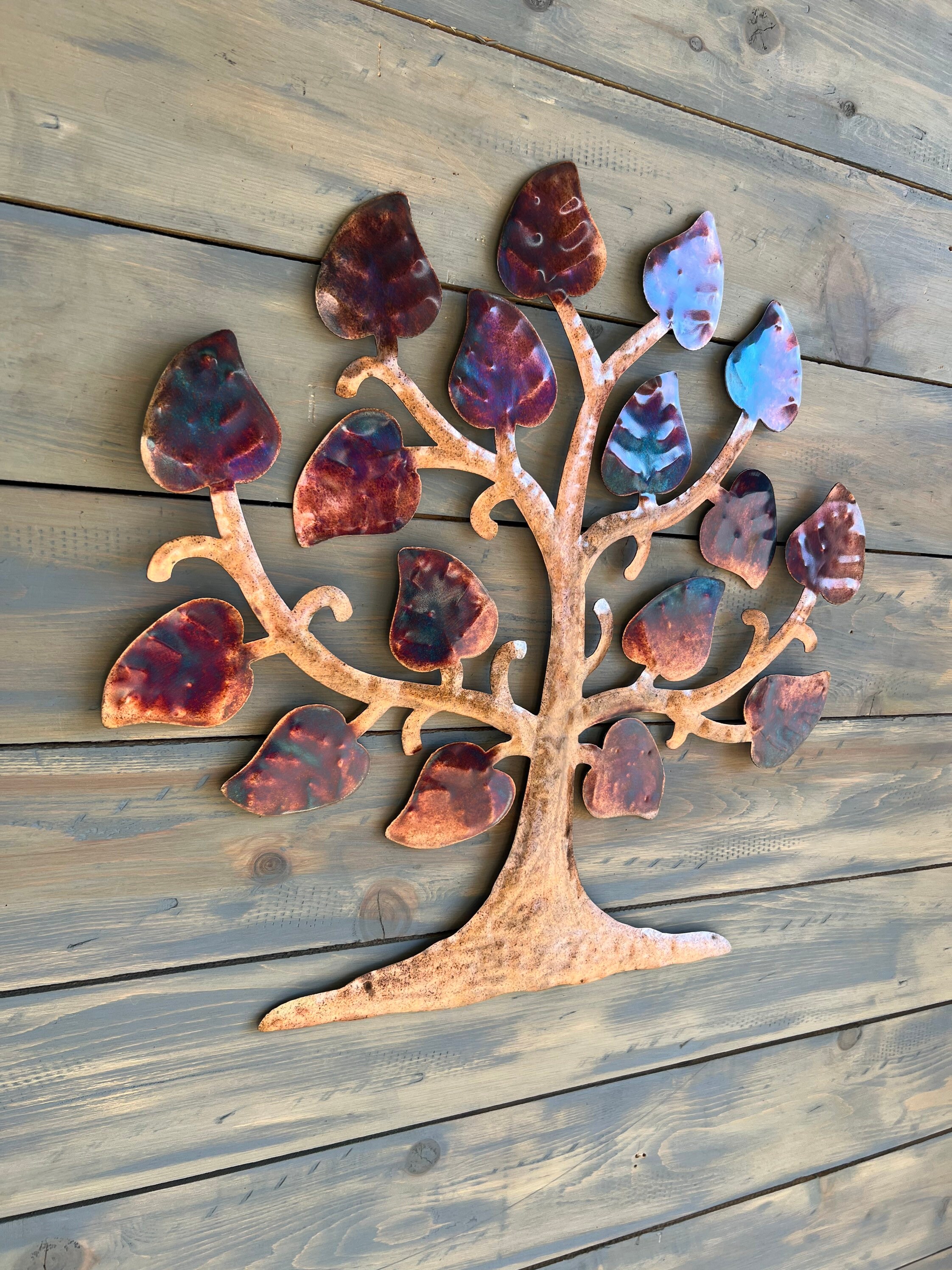 Metal Wall Tree Sculpture, Patina Finish, Hanging Tree Art - Etsy