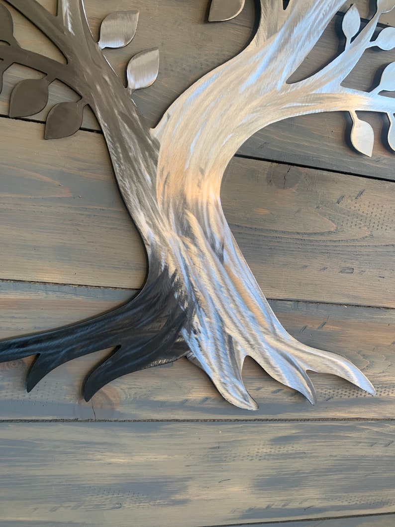 Sanded Silver Tree Metal Wall Tree Home Decoration Metal Etsy