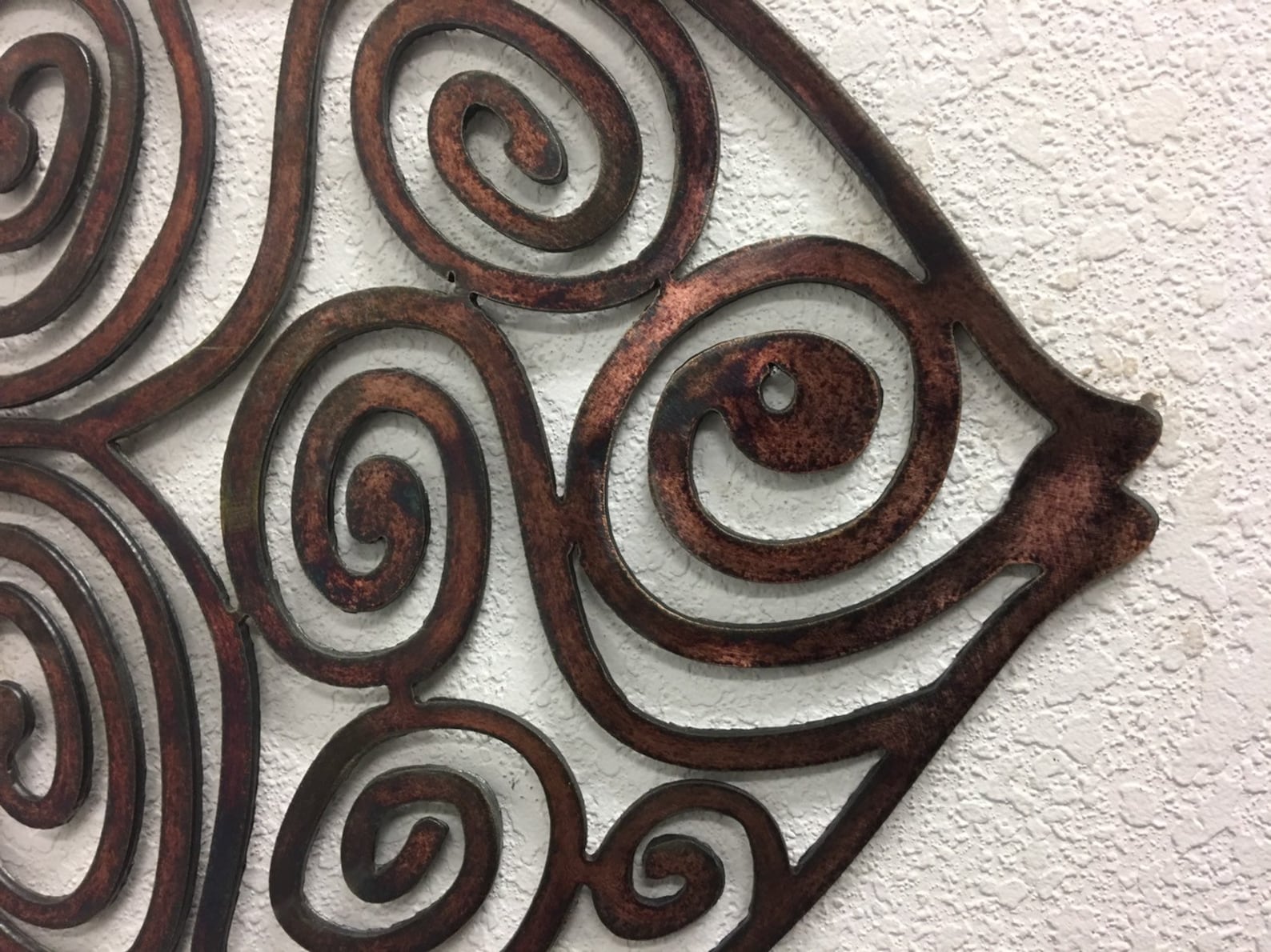 Metal Fish Art Spiraly Metal Fish Bathroom Fish Art Home Etsy