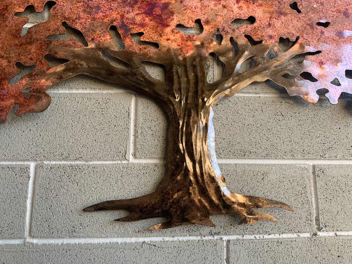 Metal Wall Oak Tree Metal Tree Art Hanging Tree Wall Etsy