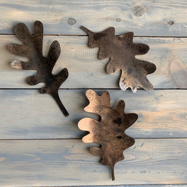 Metal Oak leaf , Set of 3 , Realistic Oak leaf, wall accents, Metal Wall Art, home decoration, wall leaf