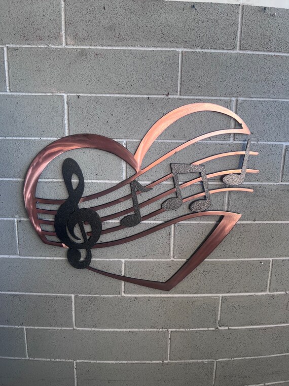 Copper Patina Metal Music Note Heart Wall Art - Etsy