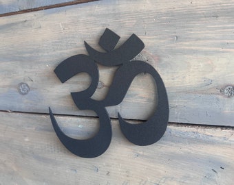 Aum Symbol, Matte Black Steel Om Sign, Meditation Decor