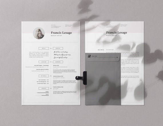 Feminine Resume For Word Stylish Resume Template Cover Etsy