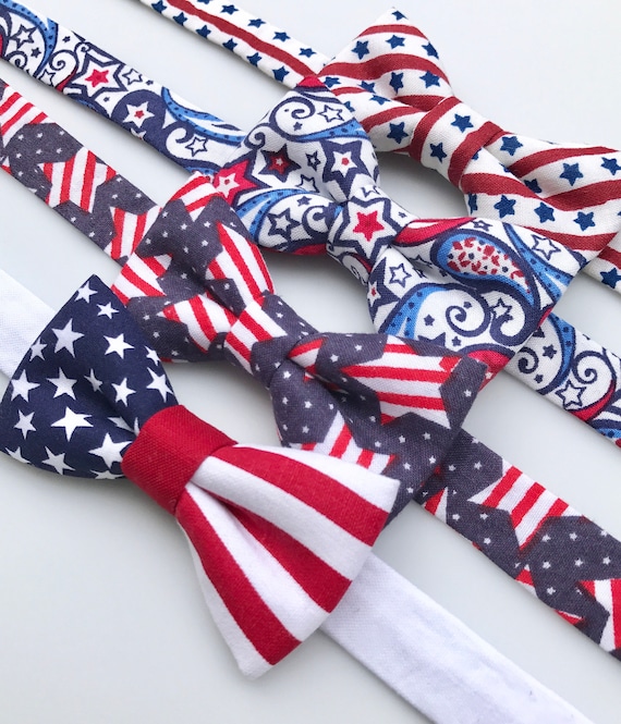 4th of July bow ties. Stripes bow tie. Polka Dots Bow tie. Stars Bow tie
