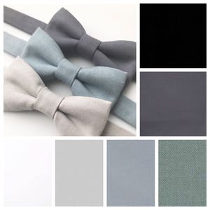 Gray bow tie. White bow tie. Black bow tie. Charcoal bow tie. Smoke gray bow tie