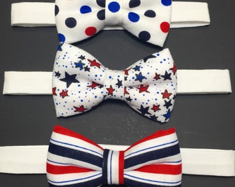 4th of July bow ties. Stripes bow tie. Polka Dots Bow tie. Stars Bow tie
