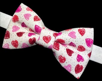 Valentine's day bow tie. Hearts bow tie. Baby bow tie. Vday bow tie