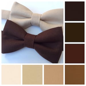 Brown bow tie. Ivory bow tie. Cream bow tie. Khaki bow tie