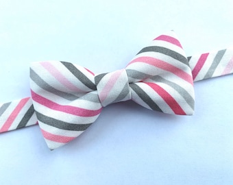 Pink and gray bow tie. Pink and gray chevron bow tie.