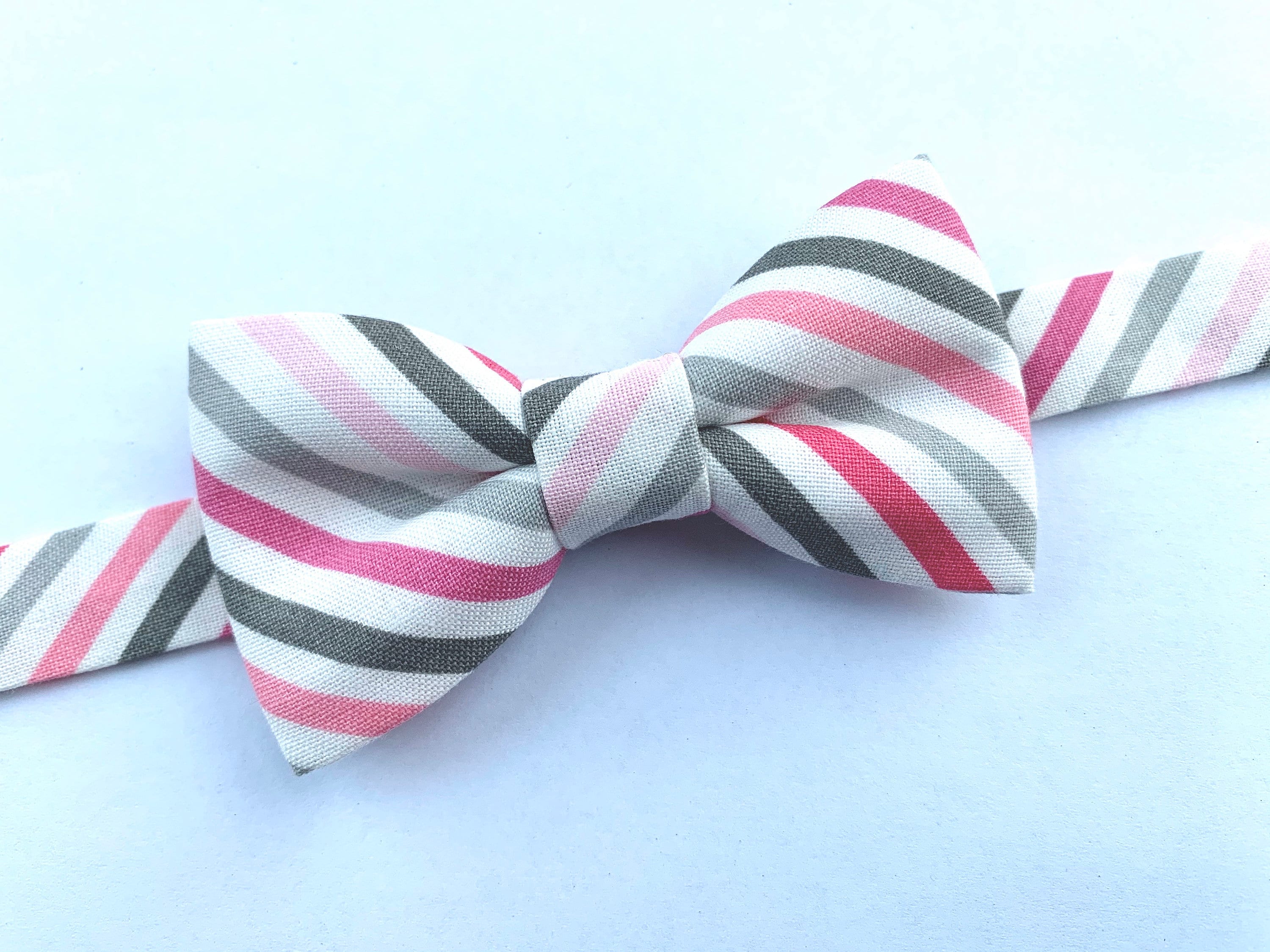 Pink and sale gray bow tie