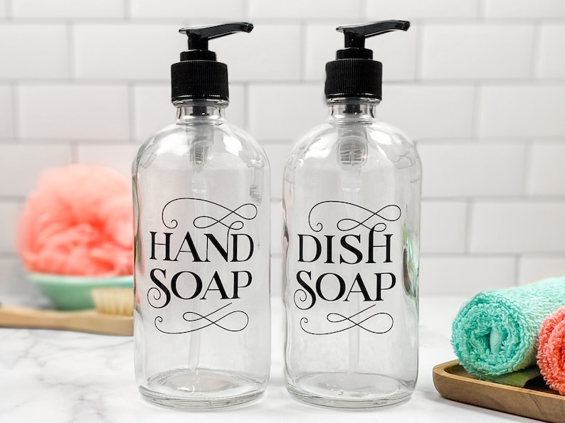 Soap Dispenser Set Hand Soap and Dish Soap Kitchen Etsy